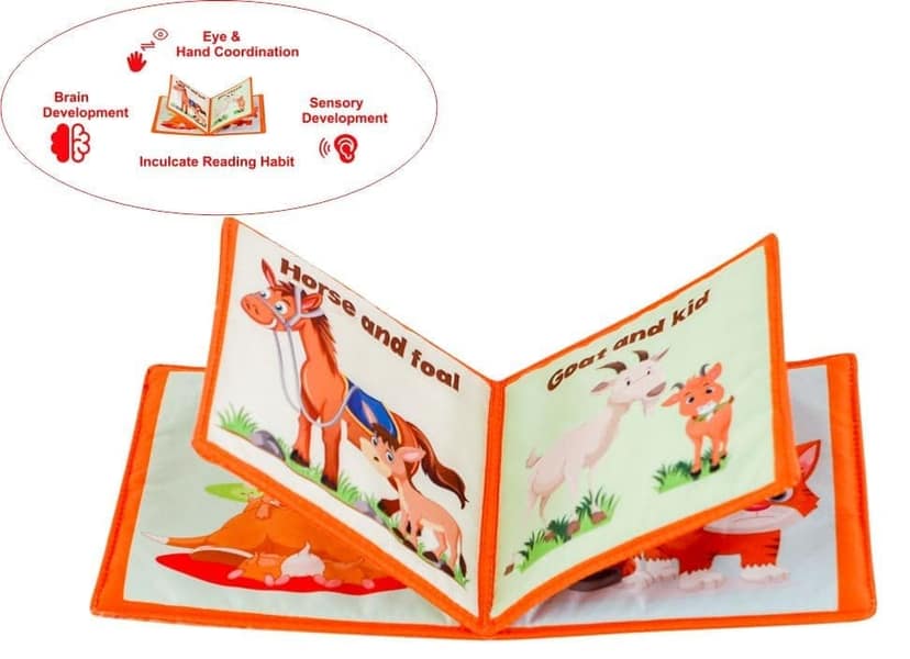 Skyculture� Farm Animals Mini Cloth Book - English Language, Soft Fabric Toy Book for Early Learning view 3