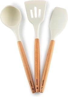 AGARO Silicone Spatula Set of 3, Large Heat Resistant Spatula for Cooking, Baking and Mixing, Non-Stick Cookware for Kitchen, BPA Free, Flexible, Seamless Design, Royal, Ivory