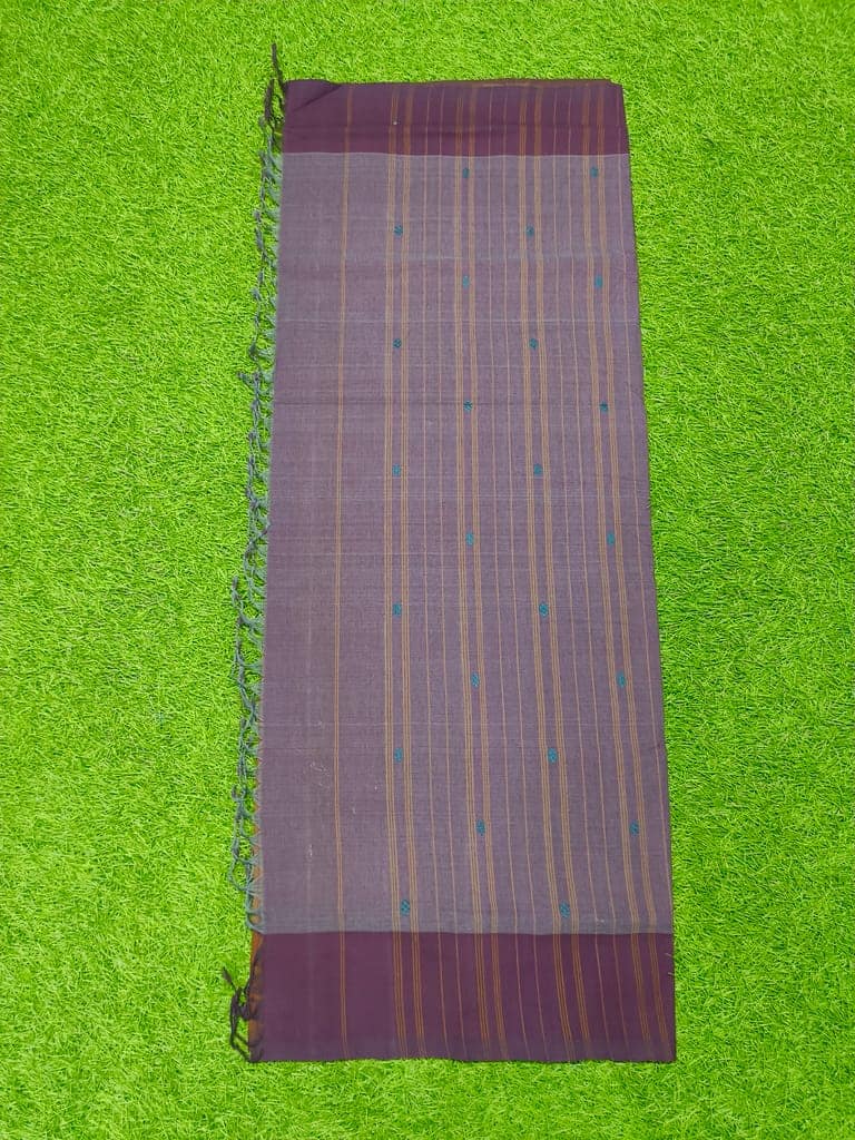 MORI HANDLOOMS COTTON STRIPED BUTTA SAREE view 5