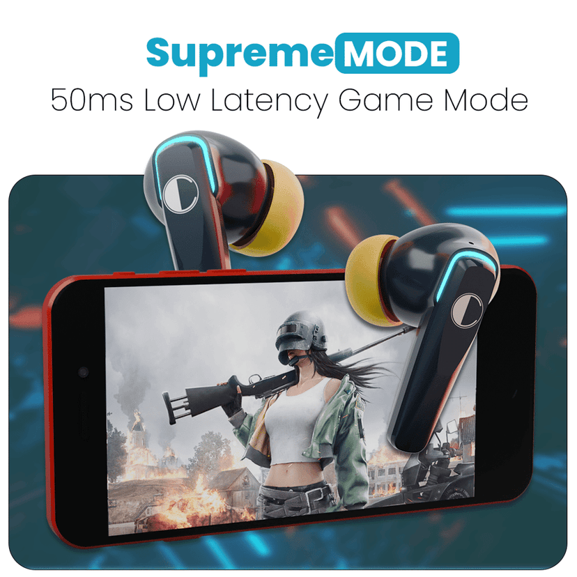 Cellecor BroPods C103 PLAY Quad Mic TWS |35H Playtime, ENC, 5.3v, 50ms Low Latency Gaming Bluetooth-Blue view 7