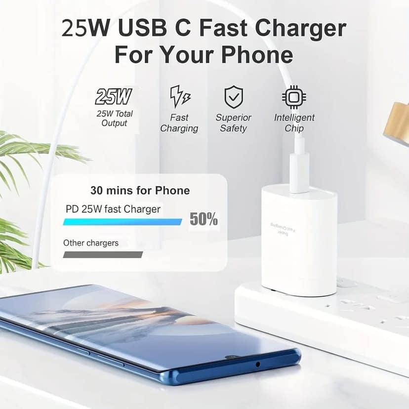 Super Fast Charging Wall Charger with USB-C Cable view 2