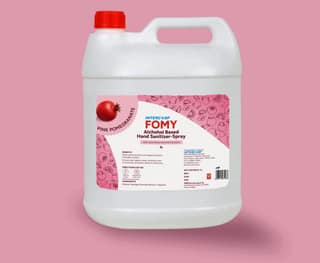 Intercorp Fomy 75% Isopropyl Alcohol-based Hand Rub Sanitizer and Disinfectant, Jumbo Saver Pack - 5 Litre (Pomegranate)
