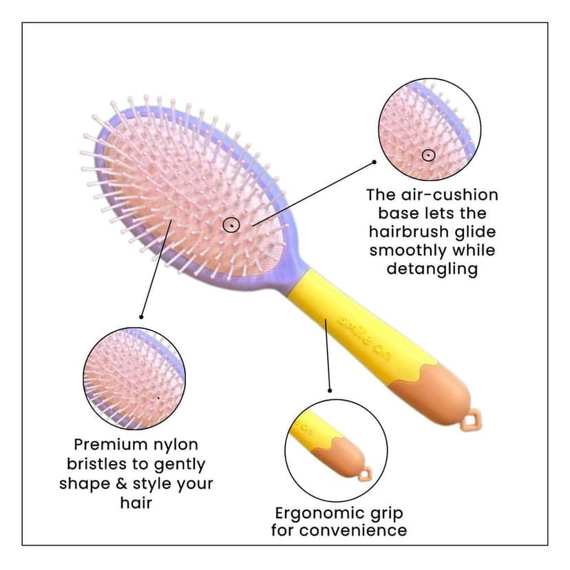 Hair Brush with Strong & Flexible Nylon Bristles for Daily Use view 2