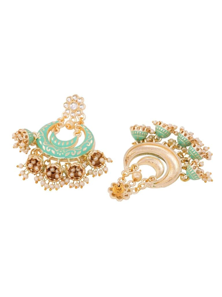 Gold Plated Mint Contemporary Chandbali Drop Earrings view 5