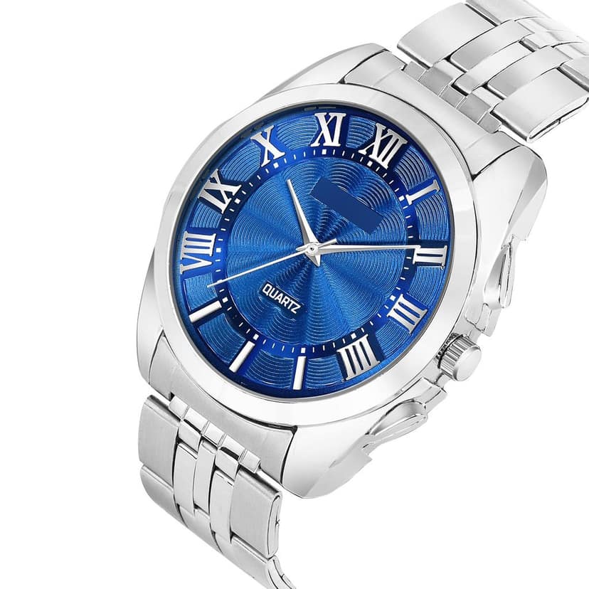 Blue 3D Roman Stainless Steel Analog Watch for Men LR126 view 4