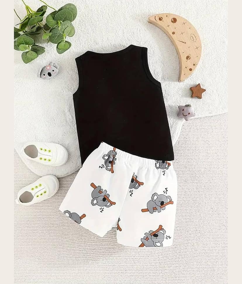CUTEVIBE Pack of 1 Boys Cotton Blend T-Shirt & Shorts Set ( Black ) view 2