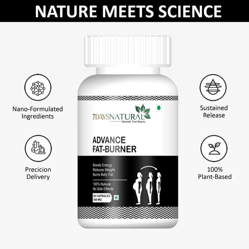 7Days Natural Advanced Fat Burner Capsule | Loose Inches capsule for Men and Women view 2