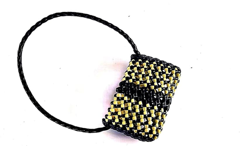 Black and Yellow Handwoven Basket view 2