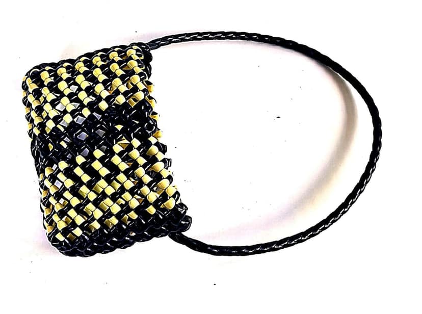 Black and Yellow Handwoven Basket view 3