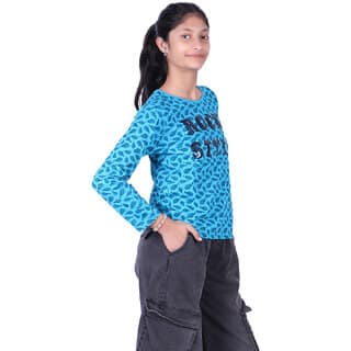 Kid Kupboard Cotton Girls T-Shirt, Blue, Full-Sleeves, 12-13 Years KIDS8271 view 2