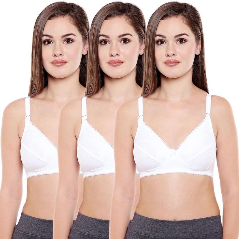 Bodycare 100% Cotton Non Padded Non wired Feeding Bra-Pack of 3