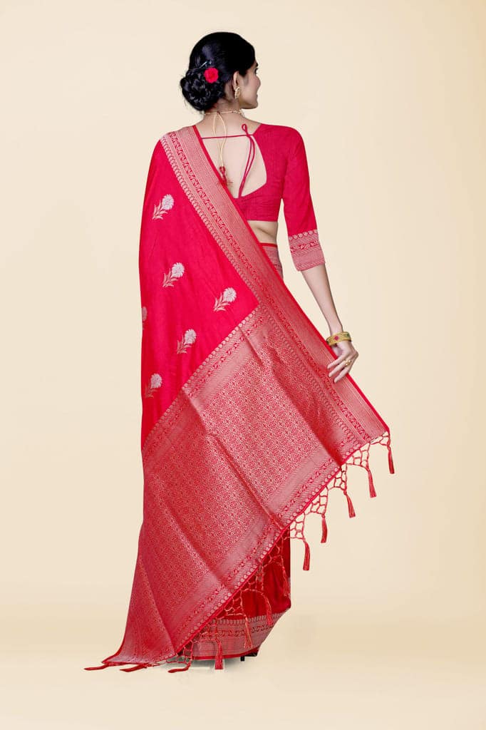 Red South Silk Saree view 2