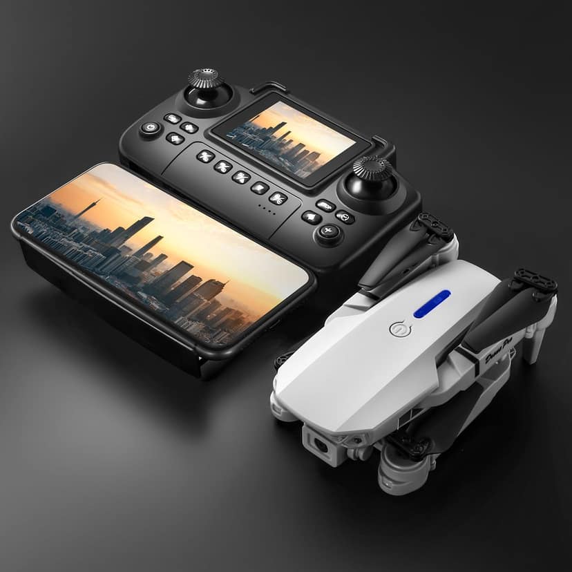 E88 Pro Drone with 4K HD Dual Camera | Double Battery & 8GB Memory Card Free | Optical Flow Stability for Smooth Flight | Foldable RC Quadcopter with Smart Screen Remote Control & Carrying Case