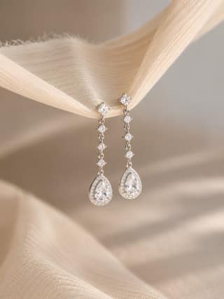 AXORA LIFE 925 Sterling Silver Pear Drop CZ Dangle Earrings