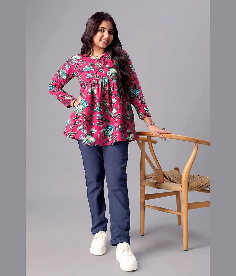 Aarya Designer Pack of 1 Girls Cotton Blend Top ( Yellow )