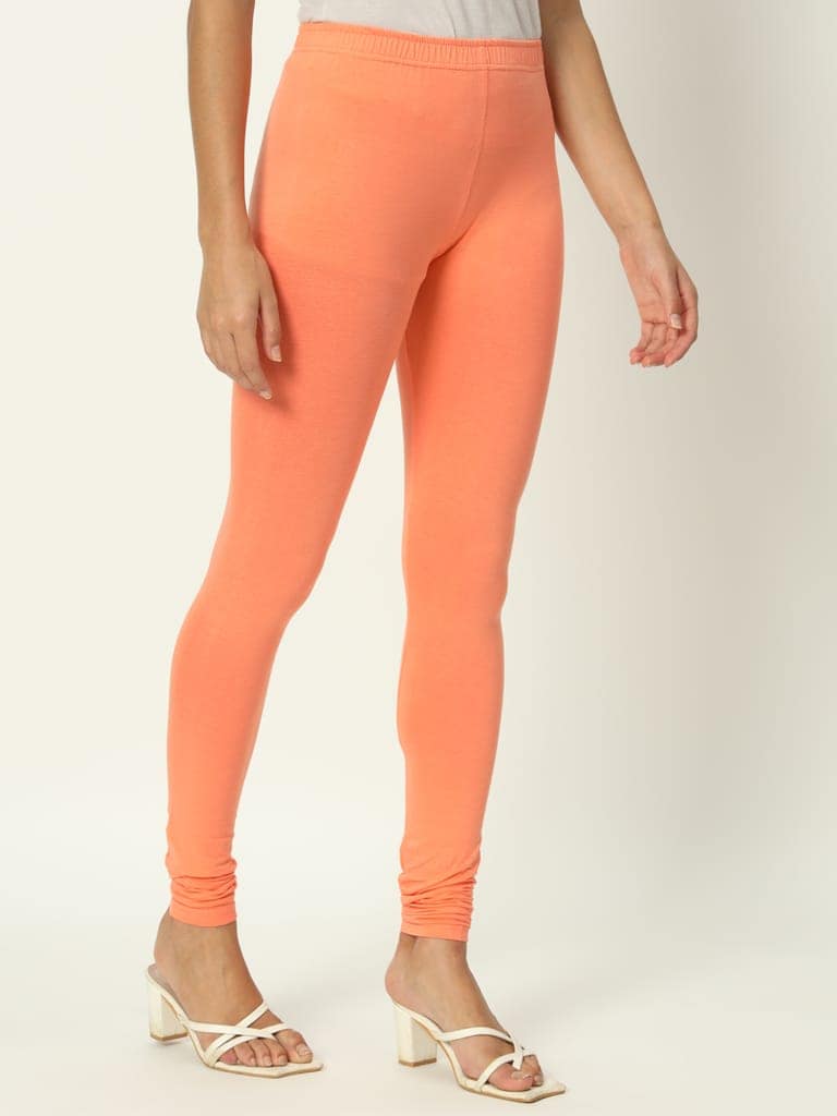 SOFT COLORS Women's Skinny Fit Ethnic Wear Churidar Leggings (Peach)