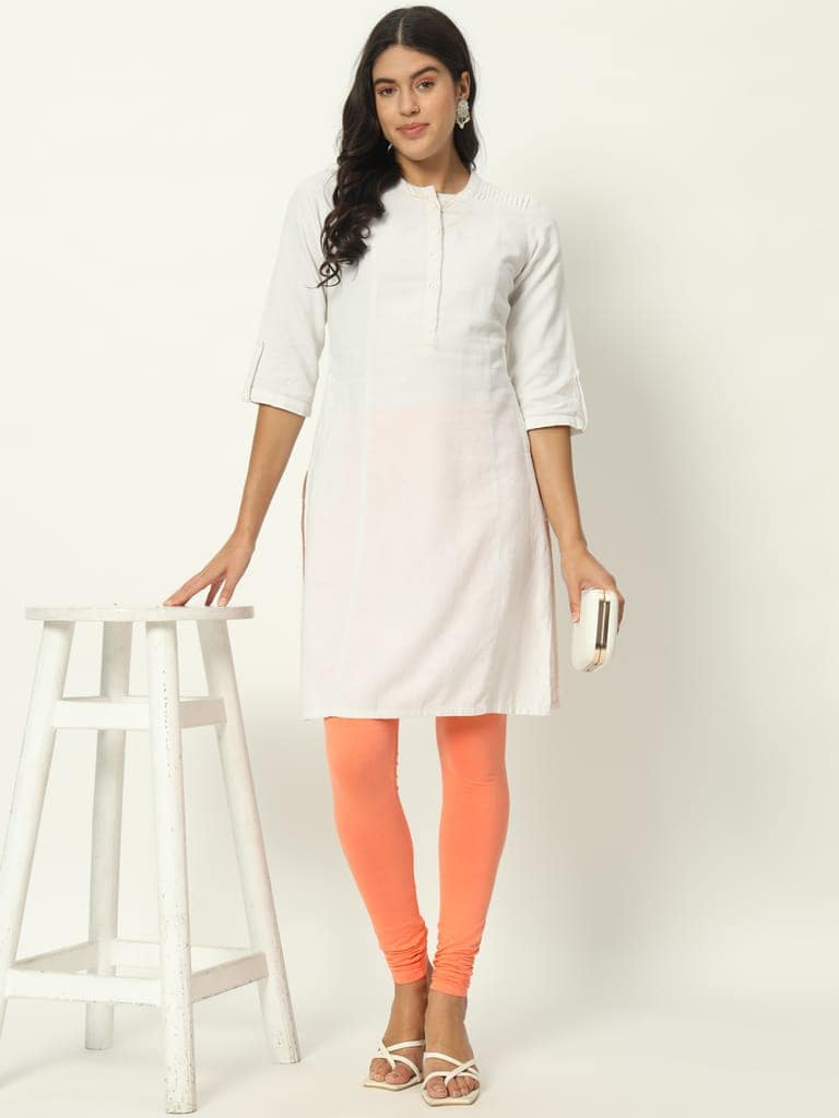 SOFT COLORS Women's Skinny Fit Ethnic Wear Churidar Leggings (Peach) view 3