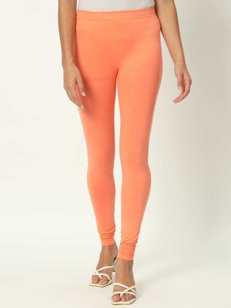 SOFT COLORS Women's Skinny Fit Ethnic Wear Churidar Leggings (Peach) view 6
