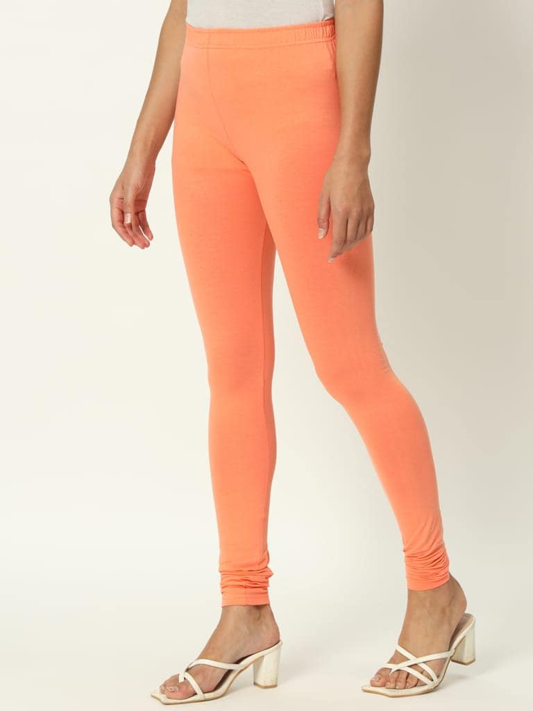 SOFT COLORS Women's Skinny Fit Ethnic Wear Churidar Leggings (Peach) view 7