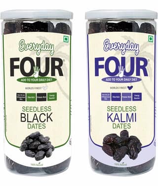 Everyday Four Seedless Black Dates 400g + Kalmi Dates 400g | Worlds Finest Dates Combo |