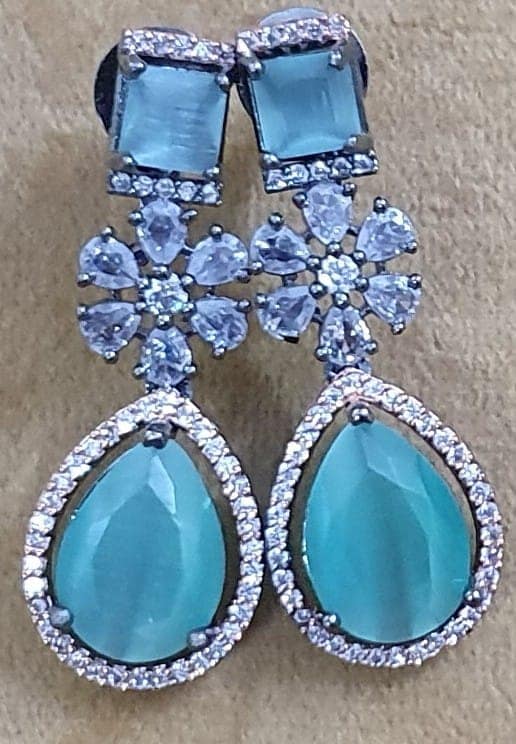 American Diamond With Stone work Beautiful Party wear Earrings view 2