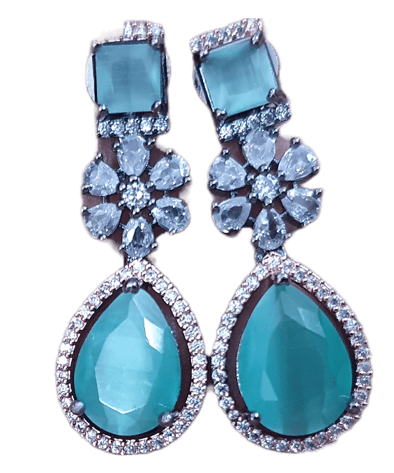 American Diamond With Stone work Beautiful Party wear Earrings view 3