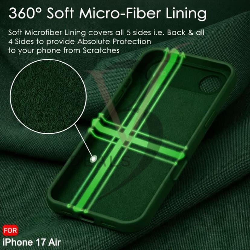 V3Deals Protective Case Compatible for iPhone 17 Air, Four Layer Structure with Soft Microfiber Lining, Shockproof Hard PC, Liquid Silicone, Camera and Screen Protection, Wireless Charging Support view 8