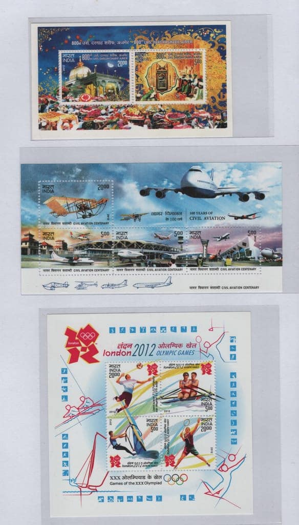 Shobhaphila's Indian Miniature Sheet Year Pack Stamps 2012 ( 6 Stamps)