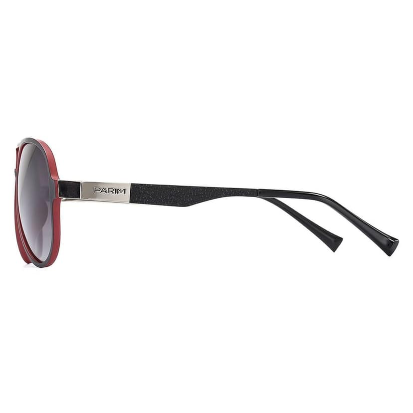 PARIM Polarized Men's Aviator Sunglasses Black::Red Frame / Grey Lenses | SKU 1024 R1 view 3