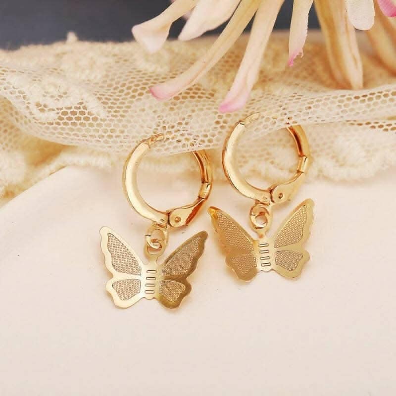 Pinapes Elegant Gold Plated Butterfly Clip-On Earrings for Women & Girls