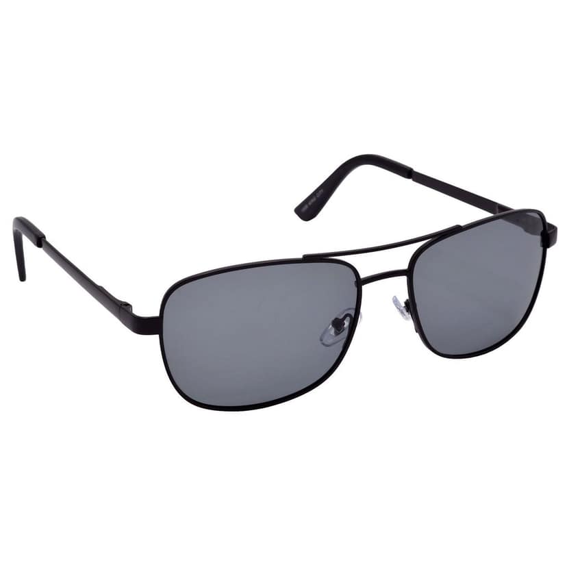 Stylish Rectangular Full-Frame Metal Polarized Sunglasses for Men and Women | Black Lens and Black Frame | HRS-KC1008-BK-BK-P view 2