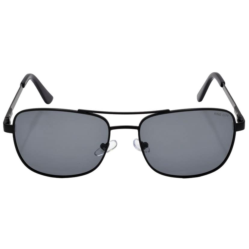 Stylish Rectangular Full-Frame Metal Polarized Sunglasses for Men and Women | Black Lens and Black Frame | HRS-KC1008-BK-BK-P view 3