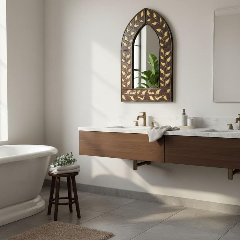 Wooden Rustic Mirrors for Wall Mirror Frame With Glass view 2