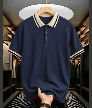 ENITOR Men Cotton Blend Regular Fit Solid Polo T Shirt ( Brown )