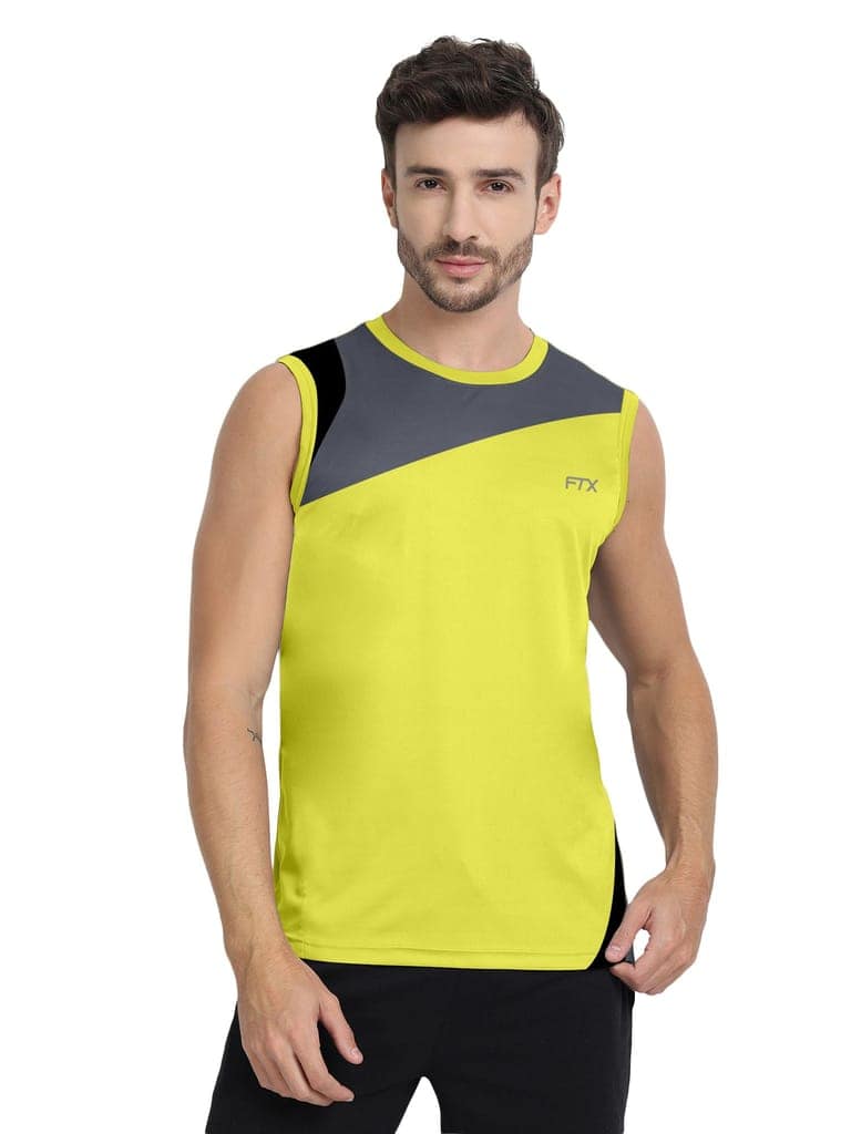 FTX Men Colorblock Round Neck Sleeveless Tshirt