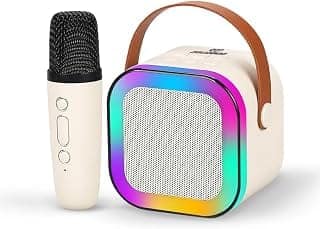 Wembley Rechargeable Karaoke Mic with Speaker for Singing|Wireless Mini Portable Bluetooth Speaker with Microphone & LED Lights|Cute Birthday Gift for Kids Musical Toys for Boys, Girls and Adults
