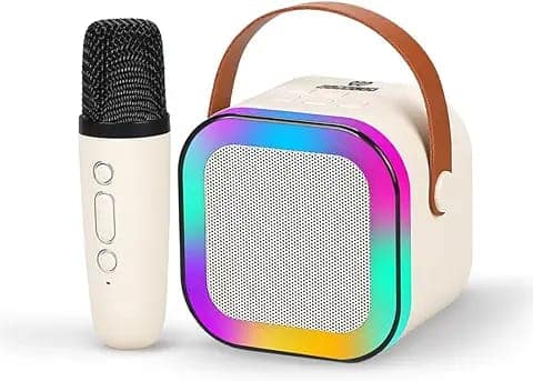 Wembley Rechargeable Karaoke Mic with Speaker for Singing|Wireless Mini Portable Bluetooth Speaker with Microphone & LED Lights|Cute Birthday Gift for Kids Musical Toys for Boys, Girls and Adults view 2