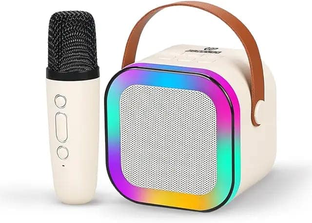 Wembley Rechargeable Karaoke Mic with Speaker for Singing|Wireless Mini Portable Bluetooth Speaker with Microphone & LED Lights|Cute Birthday Gift for Kids Musical Toys for Boys, Girls and Adults view 3