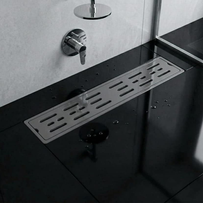 Ceramic (24 x 4 Inches) Melamine Shower Channel Floor Drain Grey Glossy Finish (RG-220)