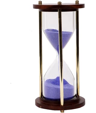Generic - Brass and Wood Purple Sand Timer Showpiece 14 cm