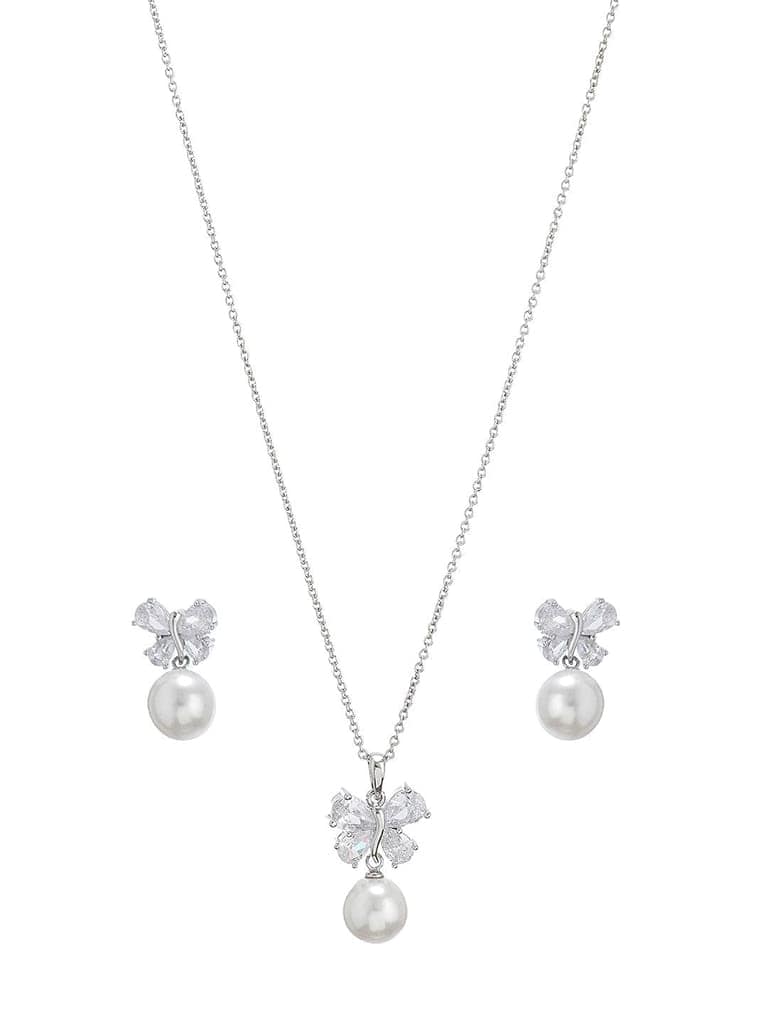 Elegant Pearl & Butterfly Pendant with Matching Earrings view 9