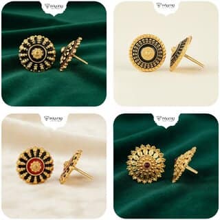 Vivastri Premium Gold Plated Alloy Stud Earrings Combo for Women & Girls Pack of 4