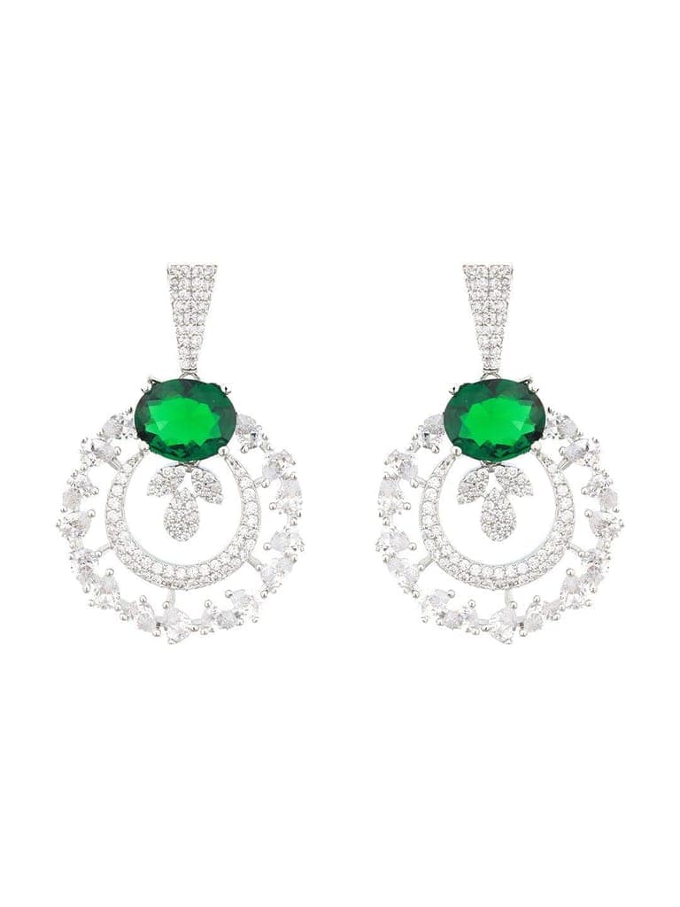Silver Plated CZ Studded Statement Hoop Earrings view 4