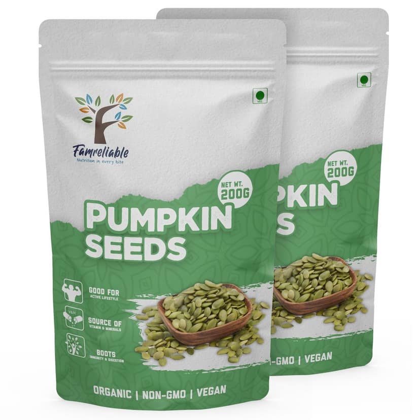 Famreliable Premium Pumpkin Seeds - 400g of Nutrient-Rich Goodness! Elevate Your Snacking Experience Now view 2