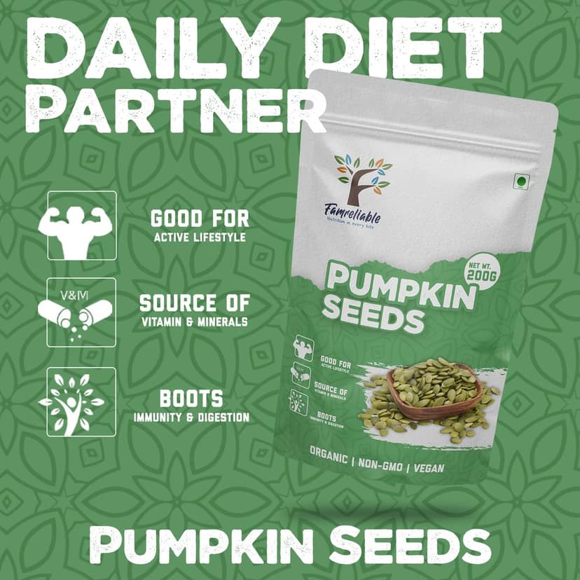 Famreliable Premium Pumpkin Seeds - 400g of Nutrient-Rich Goodness! Elevate Your Snacking Experience Now view 5