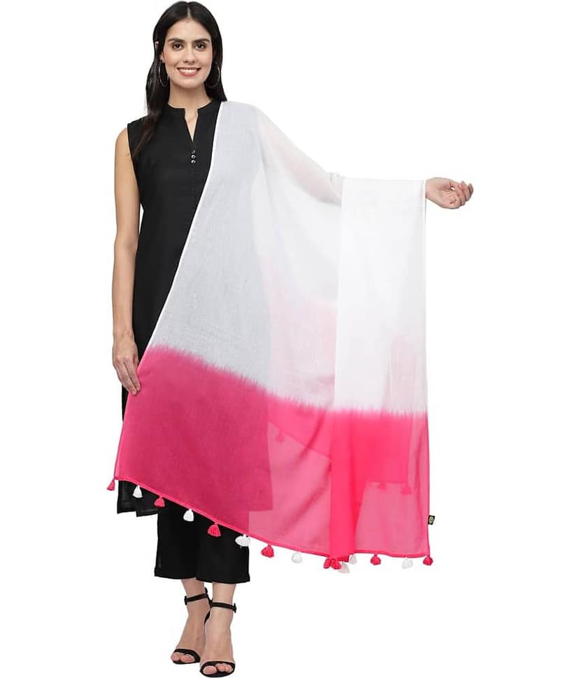 Anekaant - White Cotton Women's Scarf ( Pack of 1 )