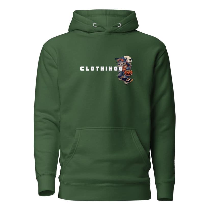 Clothikoo Premium Wolf Printed Edition Hoodie (400 GSM, Bottle Green Colour) view 2