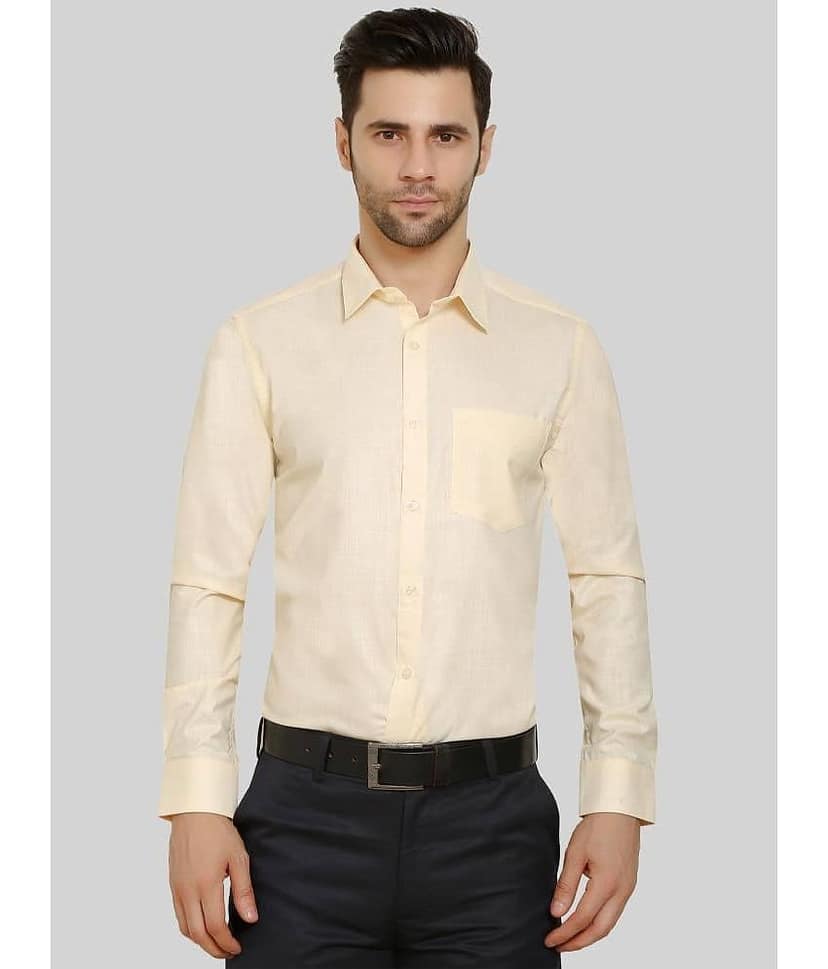 Makhanchor - Beige Cotton Regular Fit Men's Formal Shirt ( Pack of 1 )