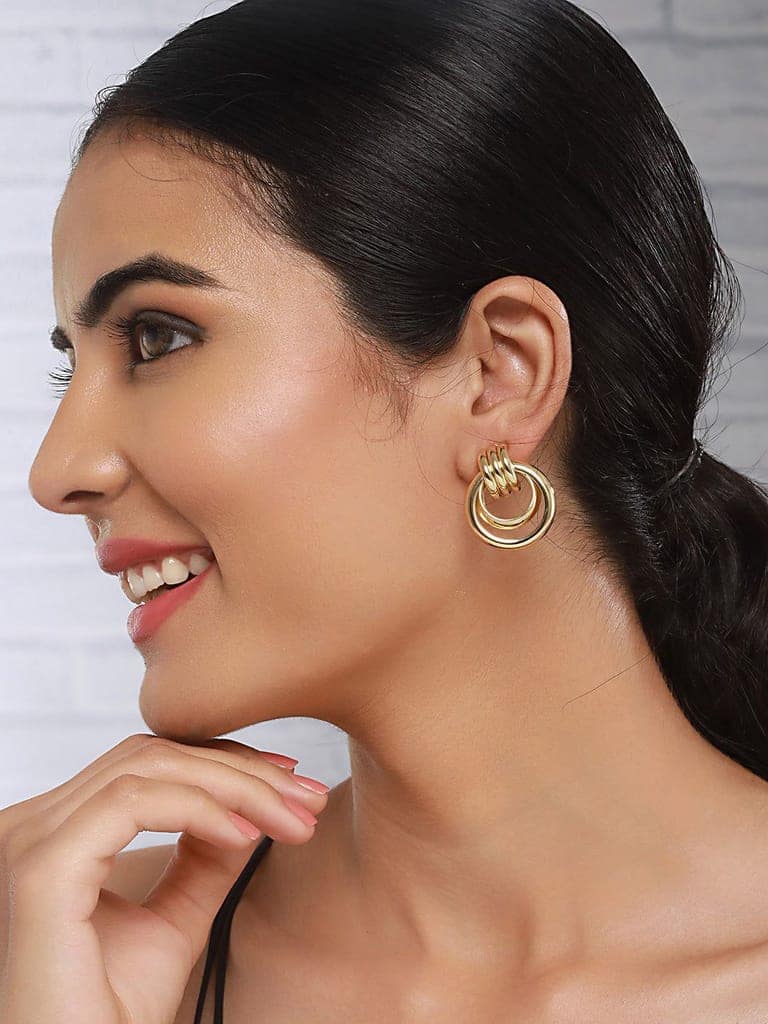 Anti-Tarnish 18k Gold Plated Concentric Hoop Earrings