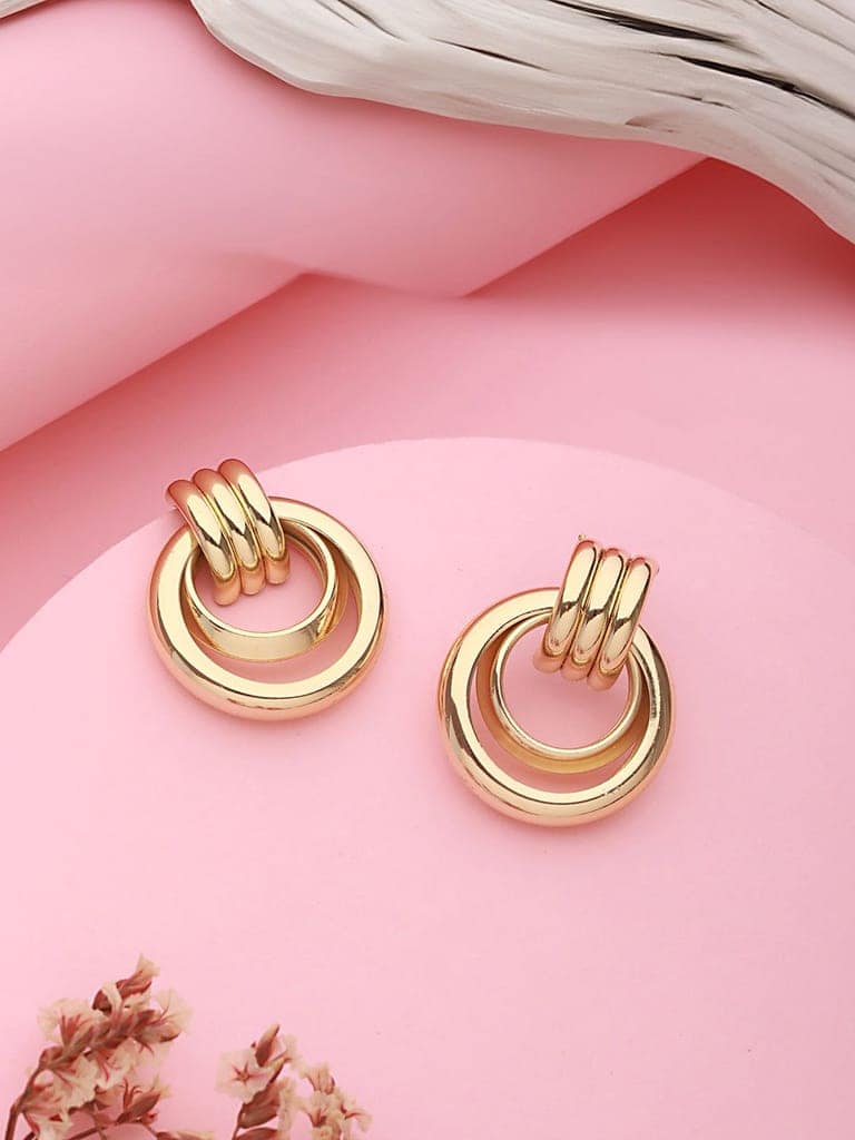 Anti-Tarnish 18k Gold Plated Concentric Hoop Earrings view 2